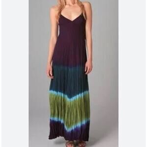 Free People Maxi Dress Womens Size 4 Purple Geeen Blue Ombre Boho Strappy Long